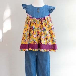 Wildflowers Clothing Chambray Set, Size 8